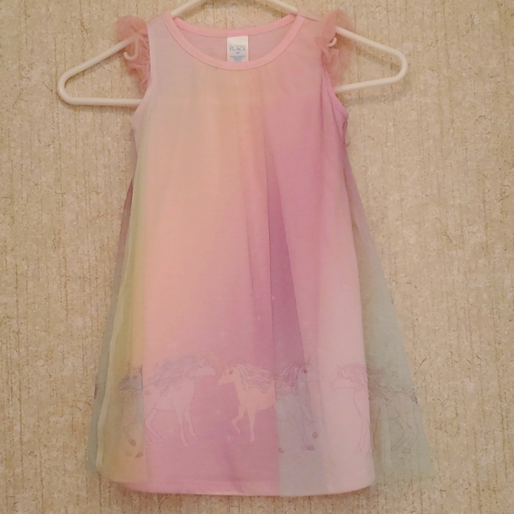 Toddler Girls Unicorn Border Rainbow Nightgown